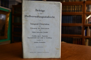 Beiträge zu einem Preßverwaltungsstrafrecht.
