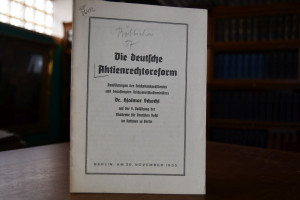 Die Deutsche Aktienrechtsreform. Ausführungen d...