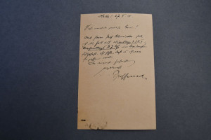 Handschriftliche Postkarte des Professors für I...