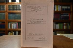 Textausgabe und kritische Palingenesie. Zur Übe...