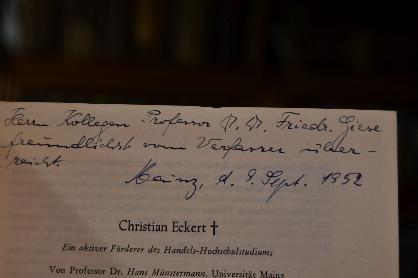 Christian Eckert + Ein aktiver Förderer des Handels-Hochschulstudiums.