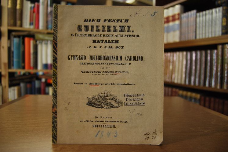 Schulbericht Karlsgymnasium Heilbronn 1843.