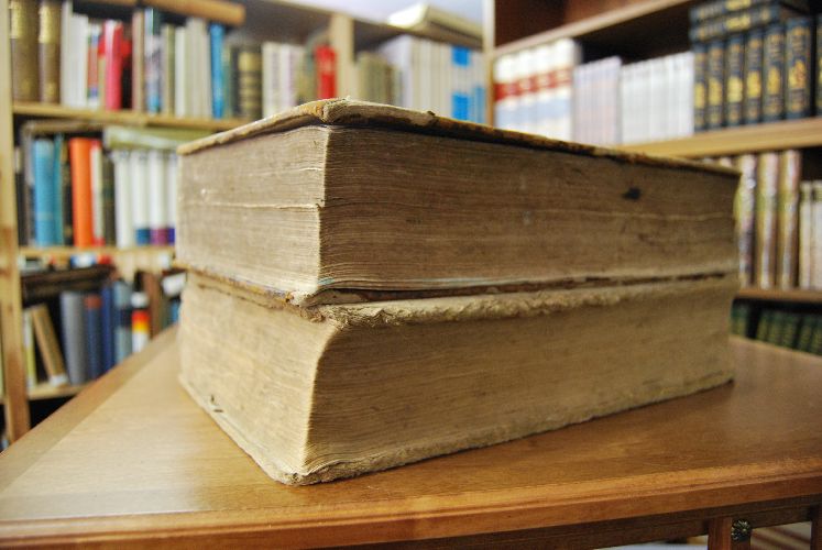 Schwäbische Chronick, Worinnen zu finden ist / was sich von Erschaffung der Welt an biß auf das Jahr 1596 in Schwaben / denen benachbarten Gegenden ... zugetragen ... Aus dem Lateinischen erstmals übersetzt, und mit einer Continuation vom Jahr 1596 bis 1733 ... versehen. Nebst einer Vorrede / dem Leben des Autoris und einer Alphabethischen Nachricht von mehr dann tausenden gedruckt- und ungedruckten Schrifften, so Schwaben ganz oder zum Theil betreffen von Johann Jacob Moser ... . 1. und 2. Band (komplett) in zwei unterschiedlichen Einbänden.