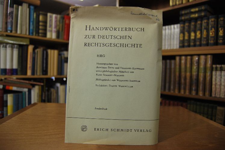 Sonderdruck des Artikels "Recognitio" aus dem Handwörterbuch zur Deutschen Rechtsgeschichte (HRG).