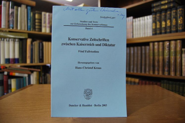 Sonderdruck des Aufsatzes "Kulturkonservativismus und Dolchstoßlegende. Die `Süddeutschen Monatshefte` 1904-1936." Aus Konservative Zeitschriften zwischen Kaiserreich und Diktatur. Fünf Fallstudien. Hrsg. Hans-Christof Kraus.