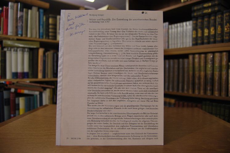 Sonderdruck des Aufsatzes "Militär und Republik Zur Entstehung der amerikanischen Bundesverfassung von 1787." aus MGM 2/86.