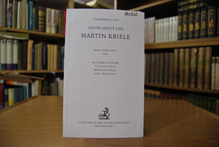 Sonderdruck des Aufsatzes "Religionsfreiheit im säkularen pluralistischen Verfassungsstaat." Aus Festschrift für Martin Kriele.