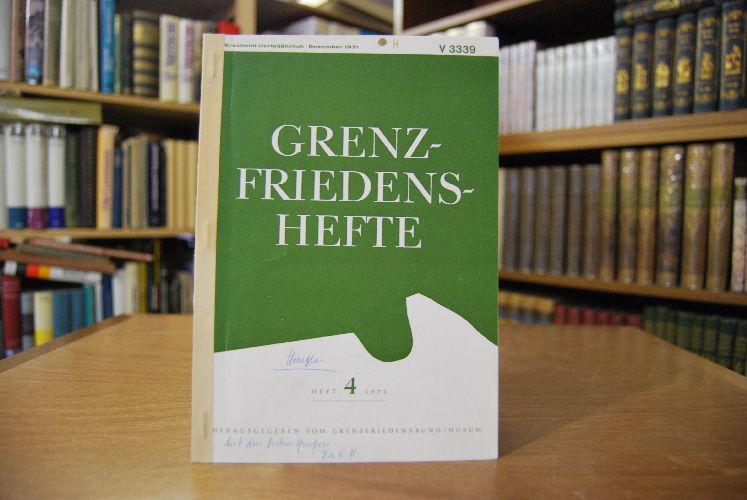Sonderdruck des Aufsatzes "Geschichtswissenschaft als Friedensforschung und der Friedensplan Heinrich Rantzaus." Aus Grenzfriedenshefte Heft 4, 1971.