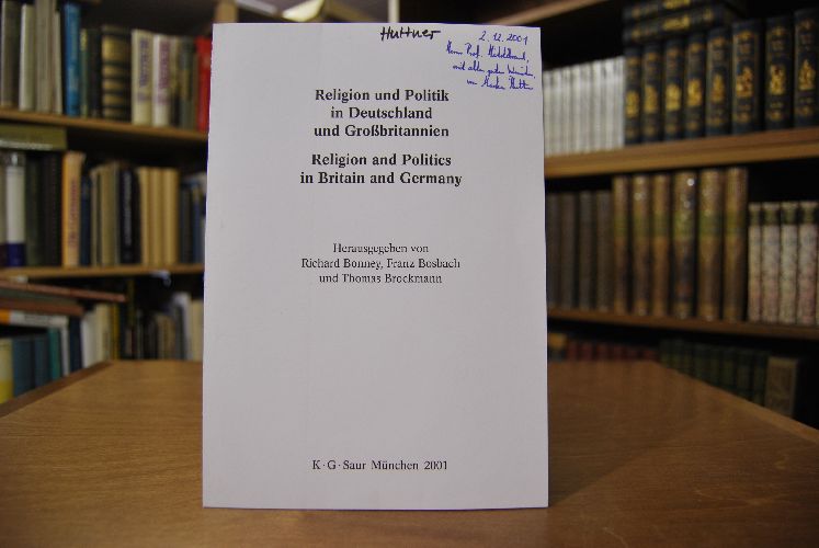 Sonderdruck des Aufsatzes "Die christlichen Kirchen und die totalitäre Erfahrung. Ein deutsch-britischer Vergleich." Aus Religion und Politik in Deutschland und Großbritannien, herausgegeben von Richard Bonney.