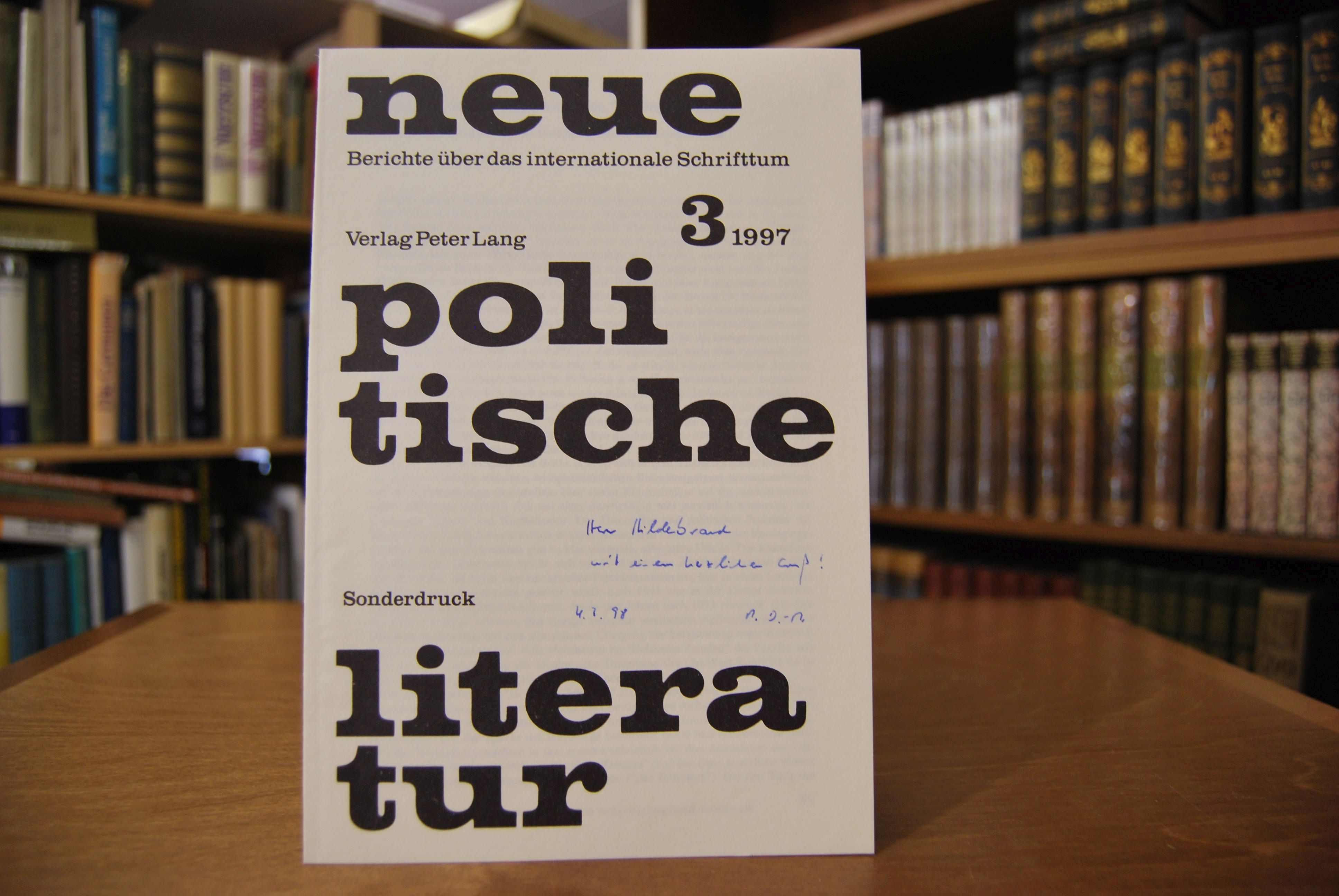 Sonderdruck des Aufsatzes "Das schwarze Jahrhundert und sein `Goldenes Zeitalter`. Ericobsbawms Deutung der Weltgeschichte des 20. Jahrhunderts." Aus Neue Politische Literatur Jg. 42.
