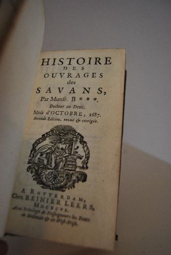 Histoire des Ouvrages des Savans.Par Monsr. B ***. Docteur en droit. Mois d` Octobre, 1687.