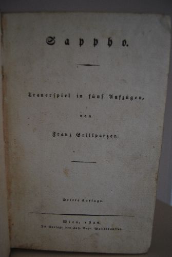 Sappho. Trauerspiel in fünf Aufzügen.