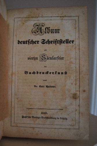 Album deutscher Schriftsteller zur vierten Säcularfeier der Buchdruckerkunst.