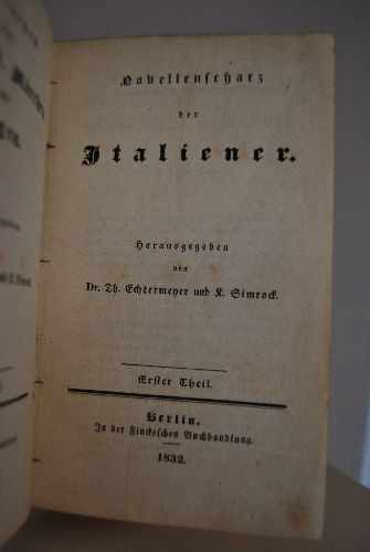 Novellenschatz der Italiener. 1. Theil (apart).