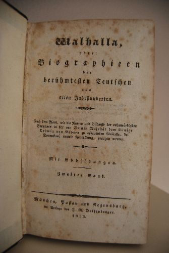 Walhall, oder Biographieen der berühmtesten Teutschen aus allen Jahrhunderten. Zweiter Band (von 2) apart.