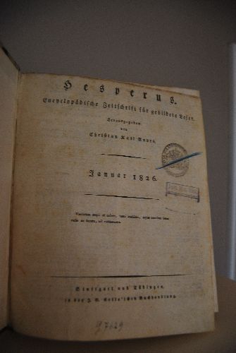 Hesperus. Encyclopädische Zeitschrift für gebildete Leser. 1. Halbjahr 1826 (apart).