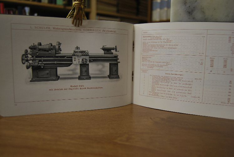 Drehbänke moderner amerikanischer Konstruktion. Verkaufskatalog der Louis Schuler Werkzeugmaschinenfabrik Göppingen.