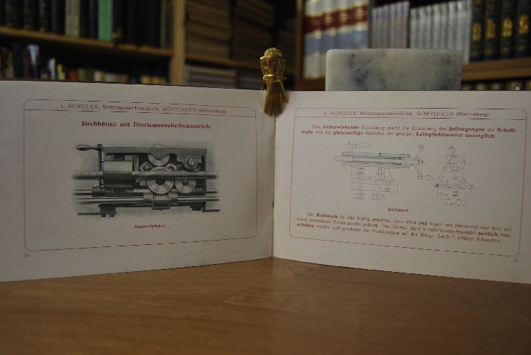 Drehbänke mit Einriemenscheibenantrieb. Verkaufskatalog der Louis Schuler Werkzeugmaschinenfabrik Göppingen.