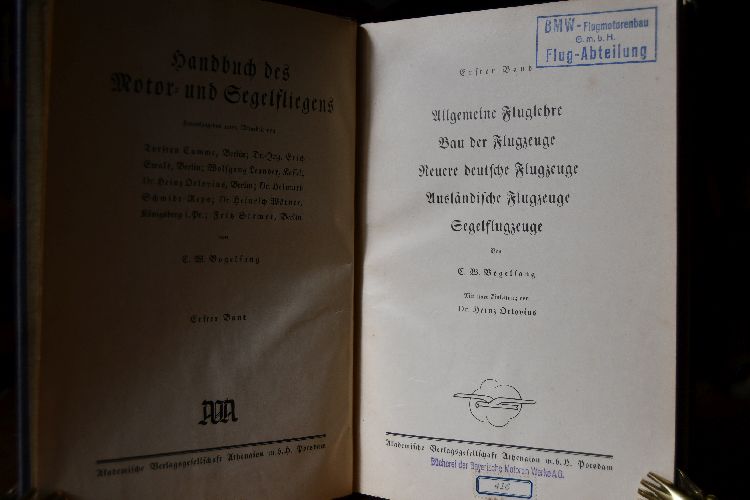 Handbuch des Motor- und Segelfliegens Bd. 1 (von 3) apart.
