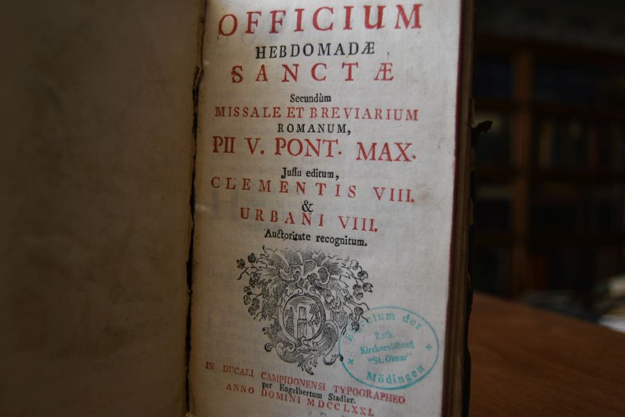 Officium Hebdomadae Sanctae. Secundum Missale et Bereviarium Romanum, Pii V. Pont.Max.
