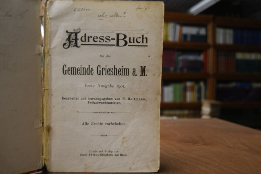 Adress-Buch für die Gemeinde Griesheim a.M. Erste Ausgabe 1901.