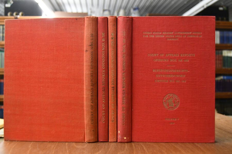 United States Military Government Courts for the United States Area of Control in Germany. Court of Appeals Reports Opinions Nos. 1-20, 61-80, 81-100, 101-140, Berufungsgerichtsentscheidungen No. 1-20, 61-80, 81-100, 101-140. Bde. 1 und 3-5.