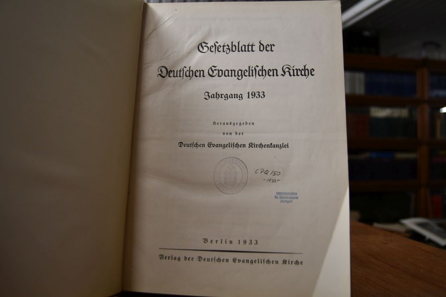 Gesetzblatt der deutschen Evangelischen Kirche Jahrgang 1933 und 1934.