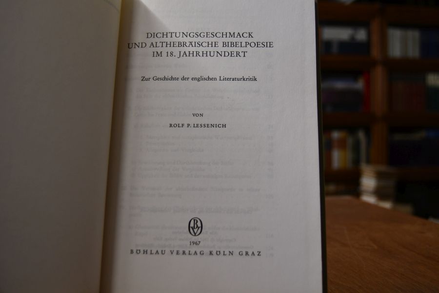 Dichtungsgeschmack und althebräische Bibelpoesie im 18. Jahrhundert.