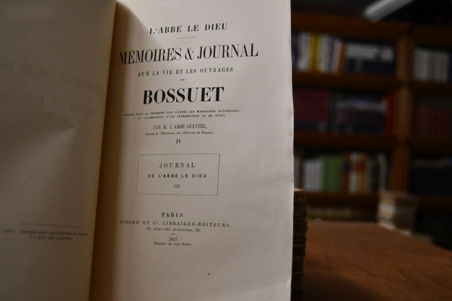 L` Abbe le Dieu. Memoires & Journal sur la vie et les ouvrages de Bossuet. 4 Bde. (komplett).