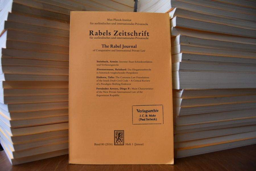 Rabels Zeitschrift für ausländisches und internationales Privatrecht. The Rabel Journal of Comparative and International Private Law Bd. 67 (2003) - Bd. 80 (2016) ohne Bd. 72 Heft 1 (S. 1-232) und mit Zehnjahresregister Jahrgang 55 (1991) - 64 (2000).