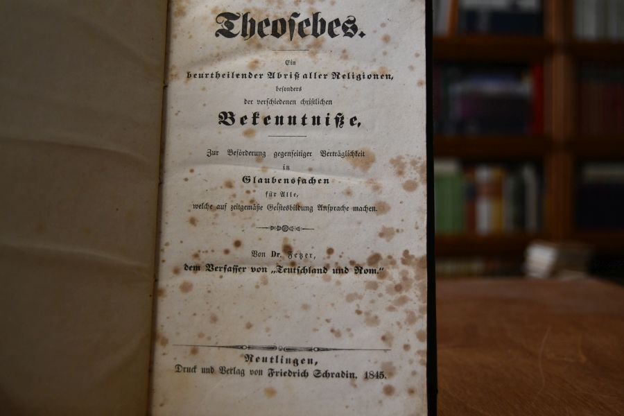 Theosebes. Ein beurtheilender Abriß aller Religionen, besonders der verschiedenen christlichen Bekenntniße, zur Beförderung gegenseitiger Verträglichkeit in Glaubenssachen für Alle, welche auf zeitgemäße Geistesbildung Ansprache machen.