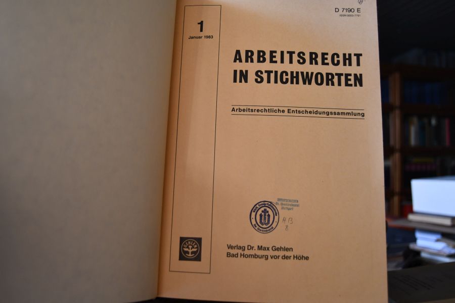 Arbeitsrecht in Stichworten. Arbeitsrechtliche Entscheidungssammlung. 1983-2004.