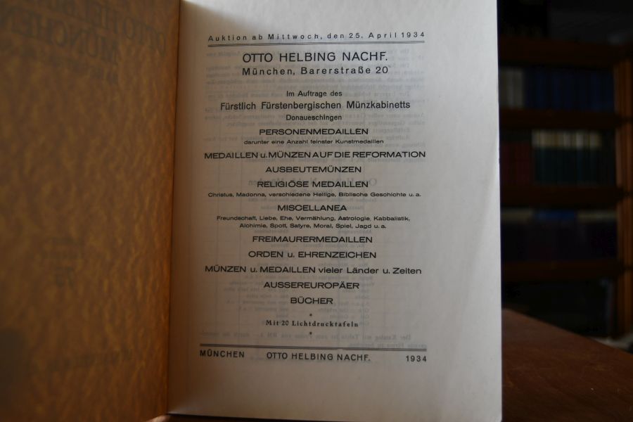 Otto Helbing Nachf. München, Barerstr. 20, Auktionskatalog 75, Münzauktion 25. April 1934.