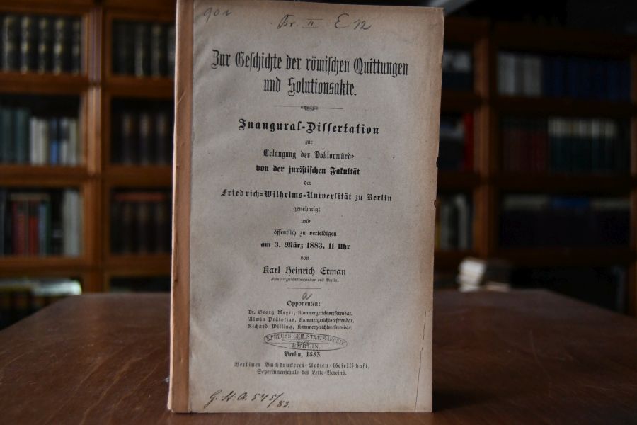 Zur Geschichte der römischen Quittungen und Solutionsakte.