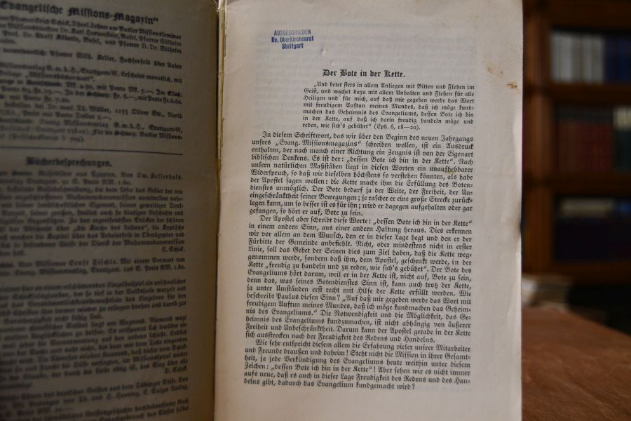 Evangelisches Missionsmagazin 83. Jahrgang Hefte 1-6.