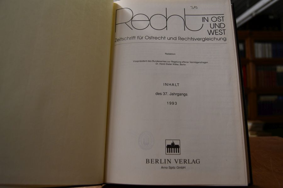 Recht in Ost und West. Zeitschrift für Rechtsvergleichung und interzonale Rechtsprobleme später Zeitschrift für Ostrecht und Rechtsvergleichung. Jahrgänge 4-42.