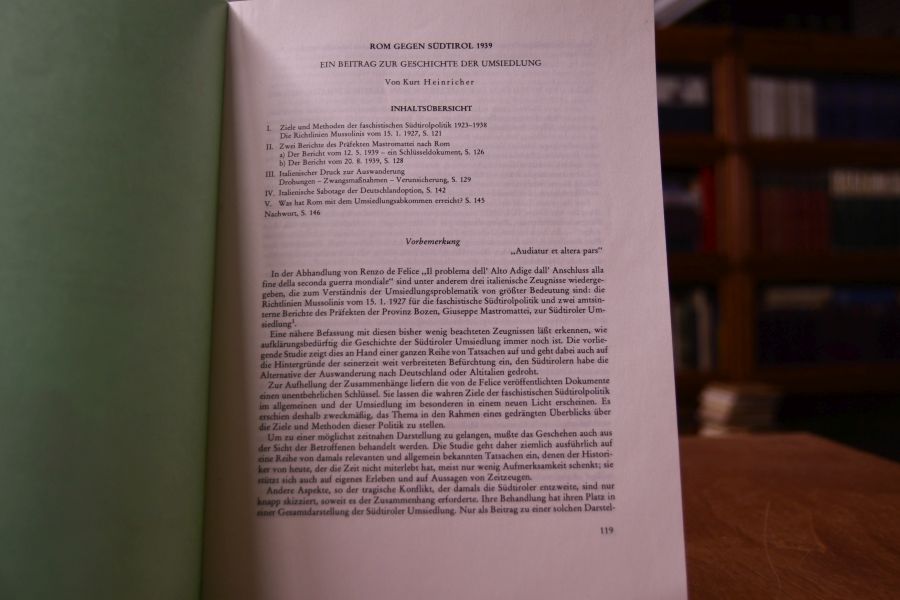 Rom gegen Südtirol 1939. Ein Beitrag zur Geschichte der Umsiedlung.