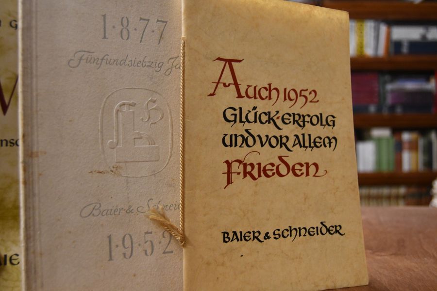 Der Brunnen. Nachrichtenblatt von Baier & Schneider Heilbronn. Folgen 29 (Dezember 1951) - 38 (Dezember 1959), 40 (Dezember 1961) - 45 (Dezember 1966) und 48 (Dezember 1967). Insgesamt 17 Hefte.