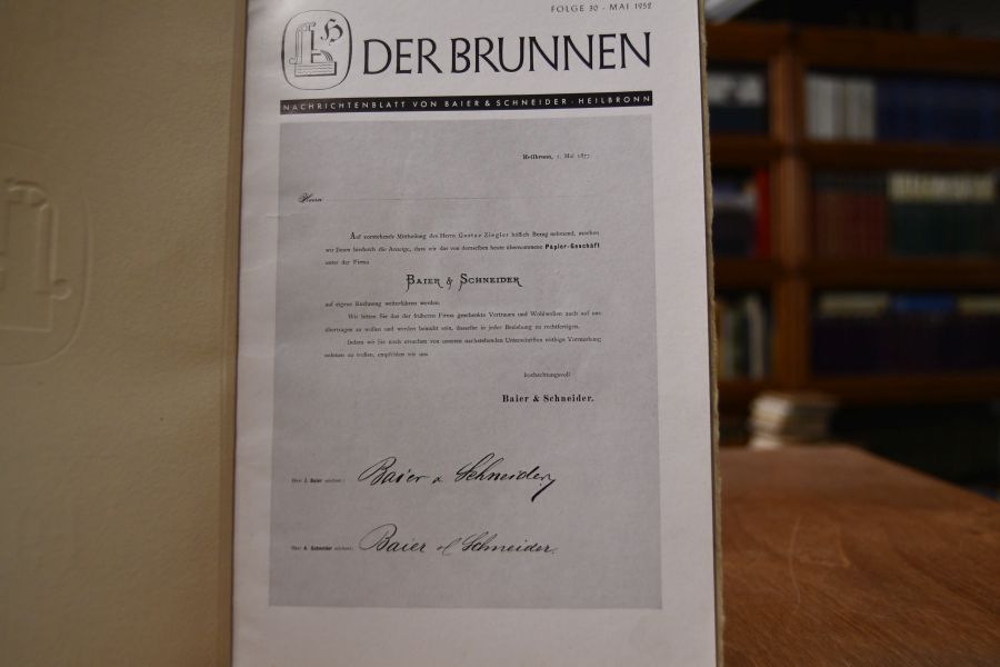 Der Brunnen. Nachrichtenblatt von Baier & Schneider Heilbronn, Folge 30 Mai 1952 1877 - 1952, 75 Jahre Baier & Schneider.