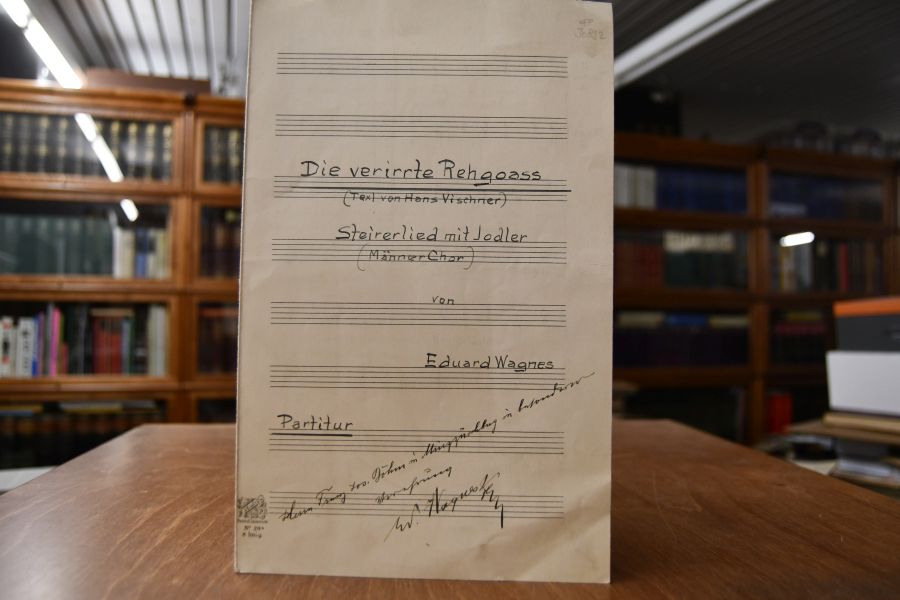 Die verirrte Rehgoass (Text von Hans Vischner). Steirerlied mit Jodler (Männerchor). Partitur.