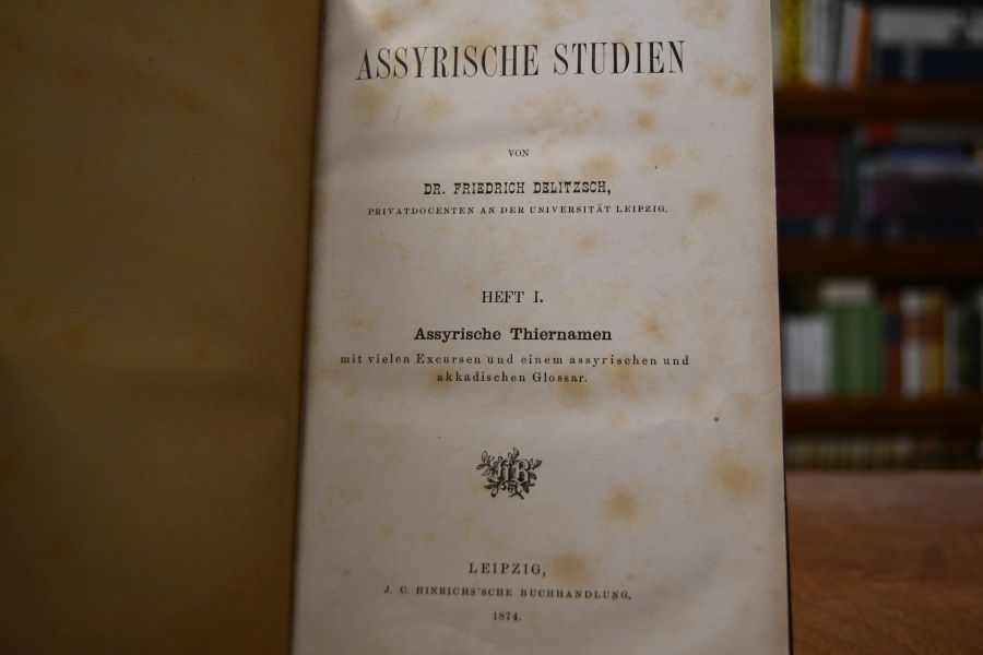 Assyrische Studien Heft 1 Assyrische Thiernamen mit vielen Excursen und einem assyrischen und akkadischen Glossar.