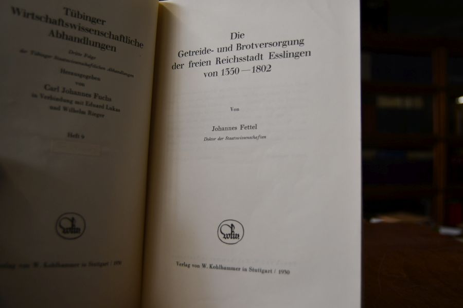 Die Getreide- und Brotversorgung der freien Reichsstadt Esslingen von 1350-1802.