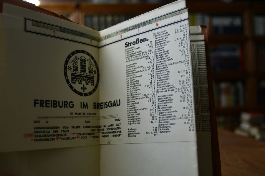 Stadtplan der Schwarzwaldhauptstadt Freiburg im Breisgau.