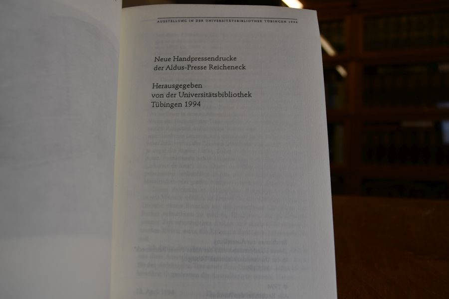 Neue Handpressendrucke der Aldus-Presse Reicheneck.