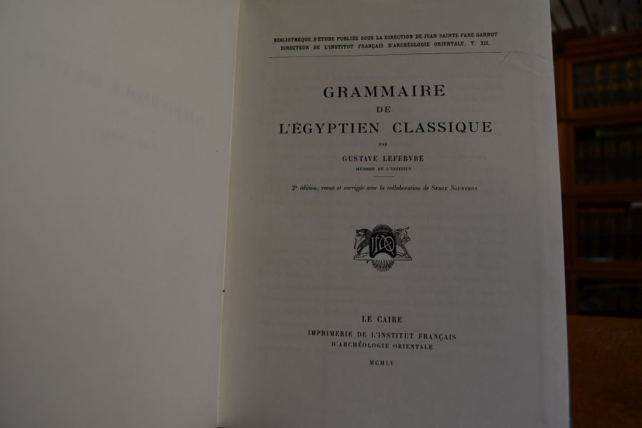 Grammaire de l`Egyptien classique.