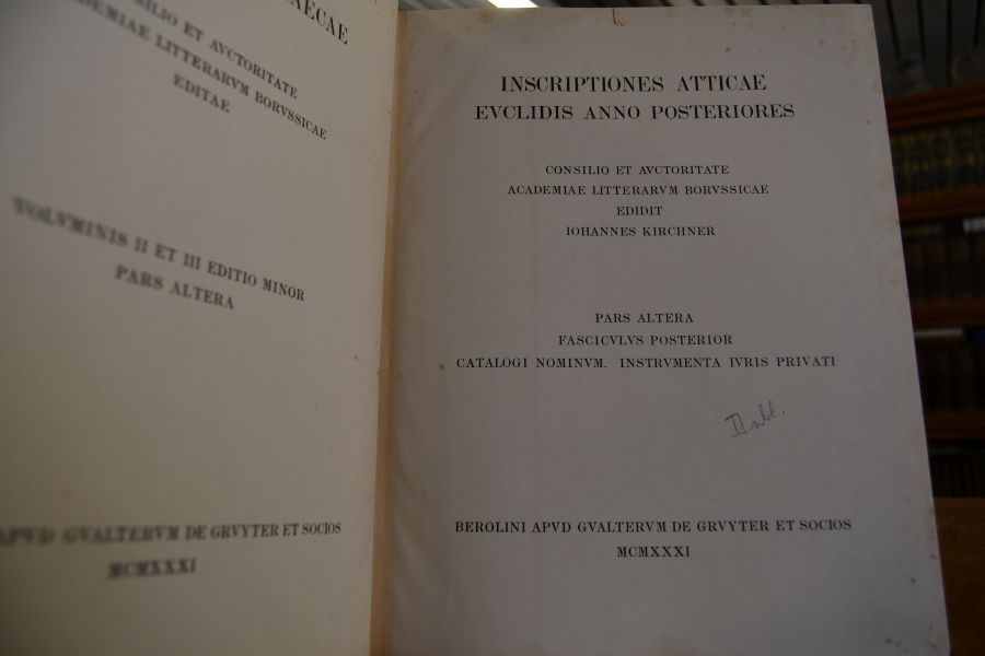 Inscriptiones Atticae Euclidis anno posteriores. Pars altera. Fasciculus posterior. Catalogi nominum. Instrumenta iuris privati.