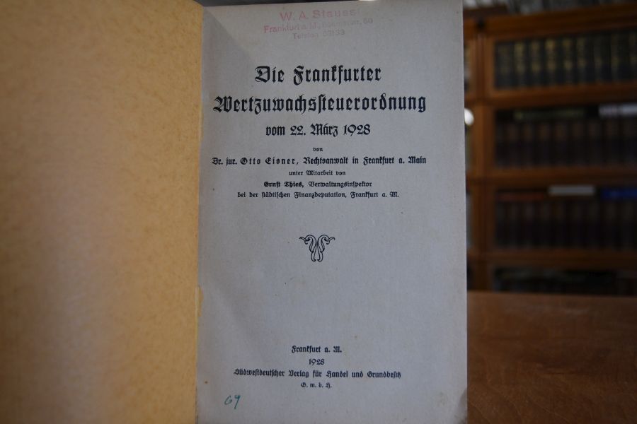 Die Frankfurter Wertzuwachssteuerverordnung vom 22. März 1928.