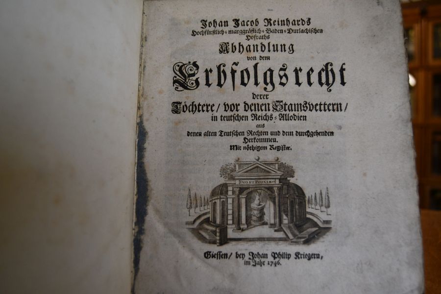 Johann Jacob Reinhards Abhandlung von dem Erbfolgerecht der Töchtere, von denen Stamsvettern, in teutschen Reichs-Allodien aus denen alten Teutschen Rechten und dem durchgehenden Herkommen.