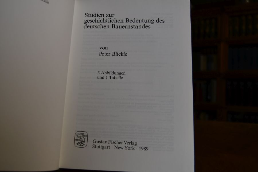Studien zur geschichtlichen Bedeutung des deutschen Bauernstandes.