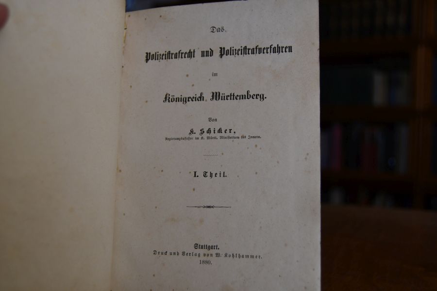 Das Polizeistrafrecht und Polizeistrafverfahren im Königreich Württemberg I. Theil (von 2).